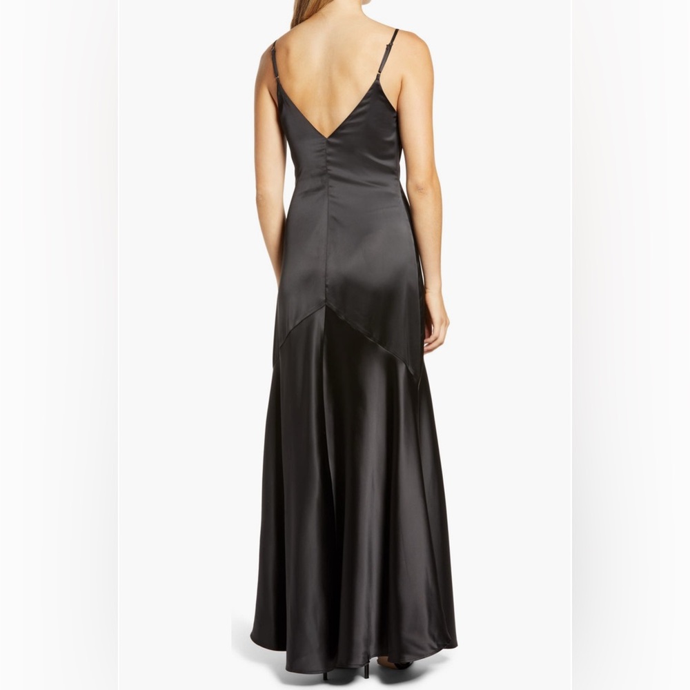Lulu’s Buena Black Satin Maxi Dress Gown XS - Picture 3 of 6